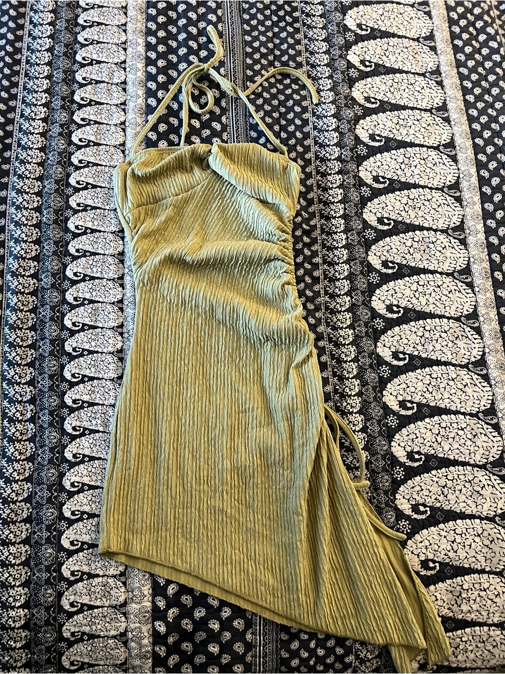 Halter Midi Dress in Olive Green